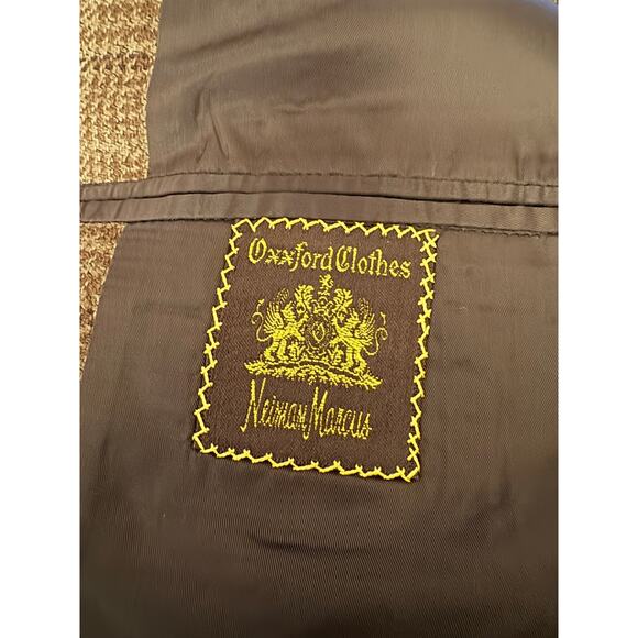 VTG Oxxford Clothes Pure Alpaca Men's Blazer 44R Brown Plaid Neiman Marcus 1991 - Picture 7 of 7